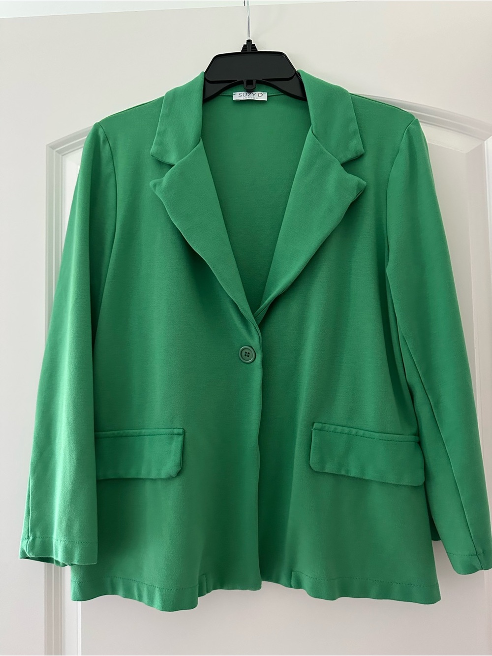 Green Women's Single-Button Knit Blazer Jacket by Suzy D